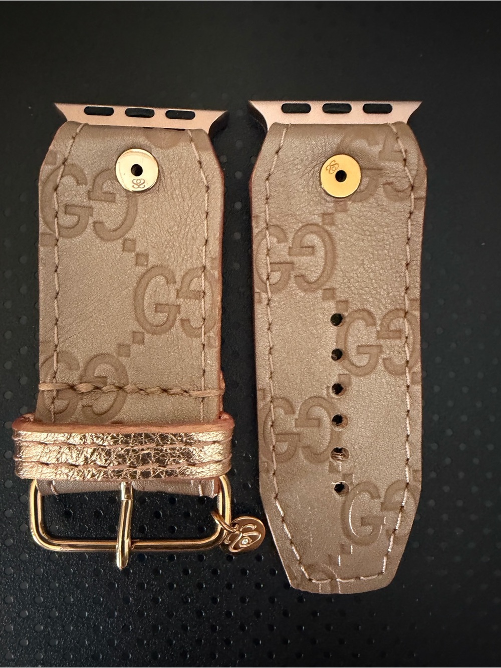 Sparkl Upcycled rose gold leather Apple Watch Band - Monogram